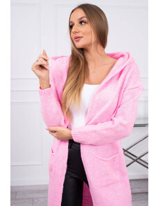 K-Fashion Svetr s kapucí a kapsami hladký světle růžový