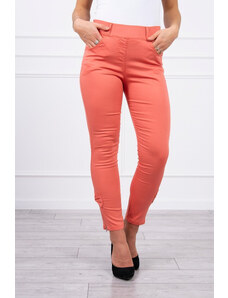 K-Fashion Kalhoty z barevného denimu s mašlí meruňková