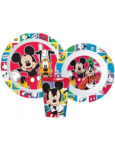 Stor Sada plastového nádobí Disney - Mickey Mouse a Pes Pluto s kelímkem - 3 díly