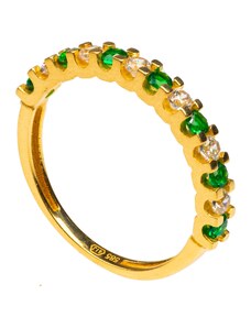 Dámský zlatý prsten se Smaragdy a Zirkony Planet Shop