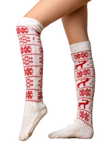 VFstyle bílé vánoční pletené návleky na nohy Christmas 65 cm