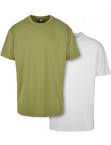 URBAN CLASSICS Heavy Oversized Tee 2-Pack - newolive+white