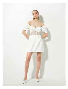 Koton Bridal Mini Dress Open Shoulder Corset Detailed