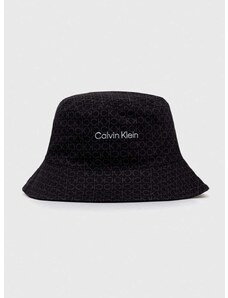 Oboustranný bavlněný klobouk Calvin Klein černá barva, bavlněný