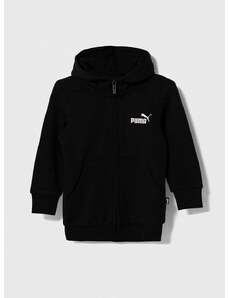 Dětská mikina Puma ESS Small Logo Full-Zip Hoodie TR G černá barva, s kapucí, hladká