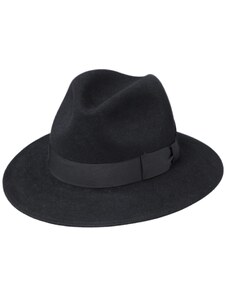 Černý luxusní klobouk Fiebig - Fedora z králičí srsti