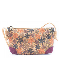Malá korková kabelka přes rameno - Vícebarevné květy - MFashion