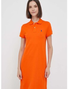 Bavlněné šaty Polo Ralph Lauren oranžová barva, mini