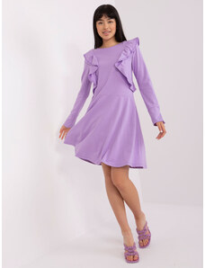 Fashionhunters Světle fialové bavlněné šaty ke kolenům