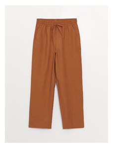 LC Waikiki Dámské kalhoty s elastickým pasem Rovné lněné směsi