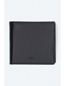 Kožená peněženka A.P.C. New Portefeuille London PXAWV-H63340 BLACK černá barva