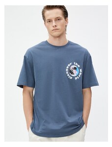 Koton Oversized T-Shirt with Slogan Print Crew Neck Cotton
