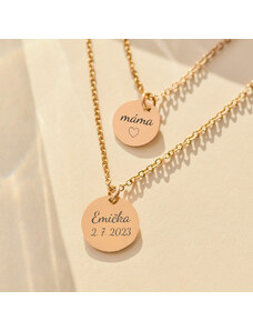 MIDORINI.CZ Dvojitý personalizovaný náhrdelník s medailonkem, vlastní text na přání, chirurgická ocel