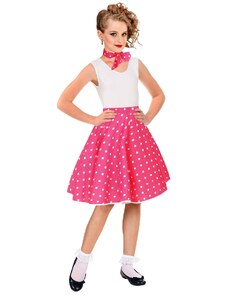 Dětská růžová sukně a šátek s puntíky