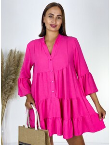 Webmoda Dámské růžové košilové šaty s volány