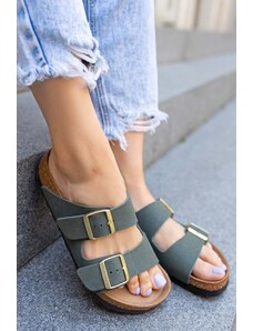 Birkenstock Zelené nízké pantofle Arizona Vegan