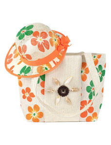 Komplet - kabelka a klobouk 22103 Ciechocinek oranžový - Art Of Polo