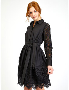Orsay Černé dámské děrované košilové šaty se zavazováním - Dámské
