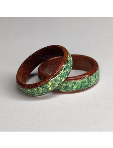 Woodlife Snubní prsteny z malachitu a jadeitu