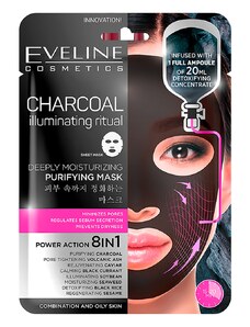 Eveline cosmetics CHARCOAL Textilní maska s uhlím 8v1