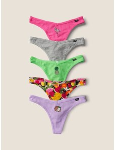 Victoria's Secret PINK 5 ks bavlněná tanga kalhotky 5-Pack Cotton Thong Panty Summer