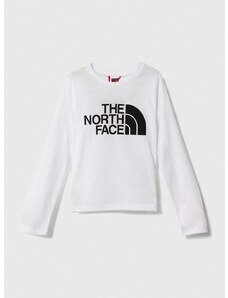 Dětská bavlněná košile s dlouhým rukávem The North Face L/S EASY TEE bílá barva, s potiskem