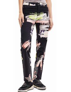 Kalhoty Desigual dámské, černá barva, jednoduché, medium waist