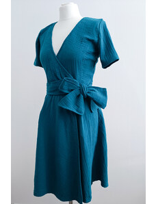 Kulišárny Mušelínové zavinovací šaty s kolovou sukní SMARAGD