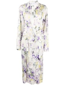 OFF-WHITE midi šaty s květinovým potiskem