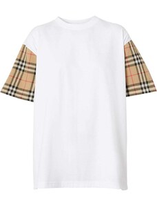 BURBERRY bavlněné tričko s kostkovanými rukávy