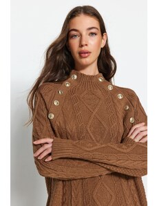 Trendyol Brown Wide Fit Detail příslušenství Pletený svetr