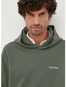 Mikina Calvin Klein pánská, zelená barva, s kapucí, hladká, K10K109927