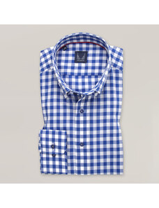 Willsoor Pánská košile flim fit s modro-bílým kostkovaným vzorem 15489