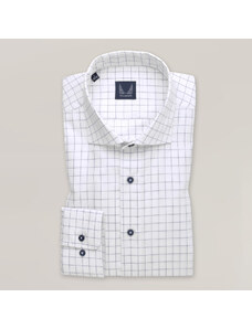 Willsoor Pánská košile slim fit bílá s tmavě modrým kostkovaným vzorem 15501