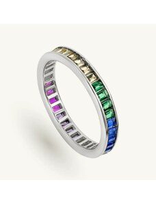 SilveAmo Stříbrný prsten Duha se světlým zirkonem - obvod 50