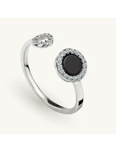 SilveAmo Stříbrný prsten Černé a zirkonové očko 47-mm