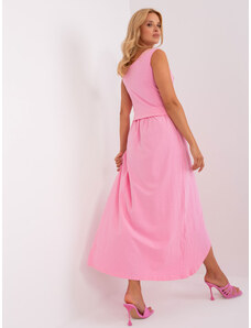 Fashionhunters Růžové maxi šaty na léto