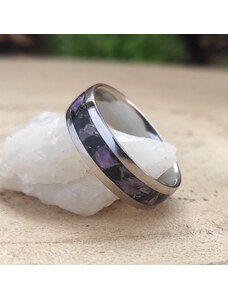 Woodlife Ocelový prsten s čaroitem a jaspisem