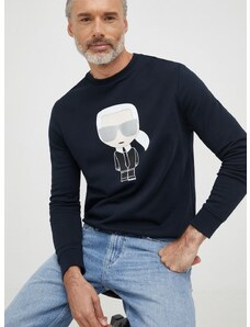 Bavlněná mikina Karl Lagerfeld pánská, tmavomodrá barva, s potiskem