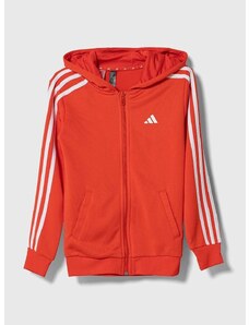 Dětská mikina adidas červená barva, s kapucí, s aplikací