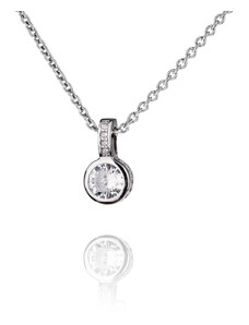 Jemný stříbrný náhrdelník s kulatým zirkonem - Meucci SS332N