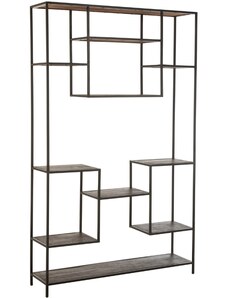 Tmavě hnědý dřevěný regál J-line Roni 119,5 x 30 cm