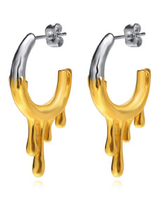 Enya náušnice - ocelové kroužky s lesklým zlatým efektem | DG Šperky