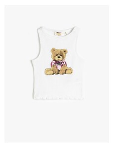 Koton Athlete Crop Sleeveless Teddy Bear Printed Slim Fit.