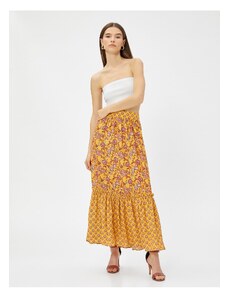 Koton Ethnic Patterned Maxi Skirt with Elastic Waist