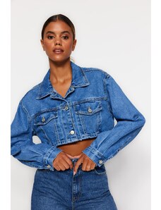 Trendyol Blue Extra Crop Denim Jacket