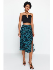 Trendyol Oil Slit Viscose Fabric Animal Print Midi Skirt