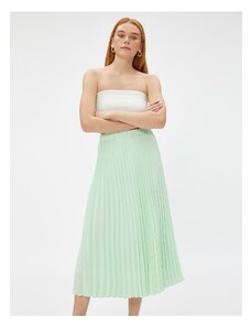 Koton Midi Skirt with Pleated Chiffon Elastic Waist.