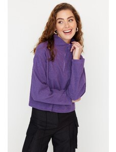 Trendyol Purple Thessaloniki/Knitwear Look, Zippered Collar Regular/Regular Knitted Sweatshirt