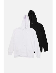Trendyol Black and White Men's 2-Pack Regular/Normal Cut Basic Hooded Sweatshirt